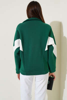 Garnili Üç İplik Salaş Kısa Hırka Yeşil - Kadın Giyim Modelleri