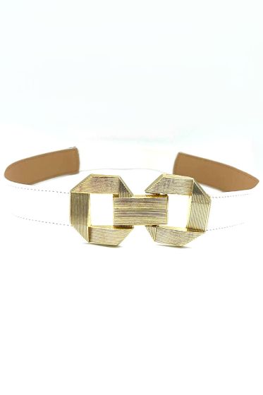 Geçme Tokalı Lastik Detaylı Beyaz Kemer - Deri Kemer