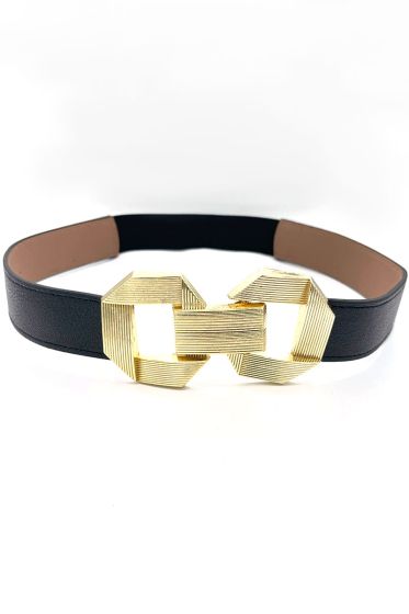 Geçme Tokalı Lastik Detaylı Siyah Kemer - Deri Kemer