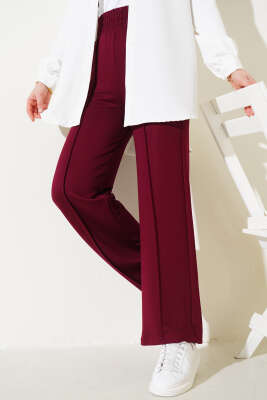 Geniş Bel Lastikli Çımalı Pantolon Bordo - 100-300 TL Ürünler