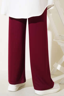 Geniş Bel Lastikli Çımalı Pantolon Bordo - 100-300 TL Ürünler