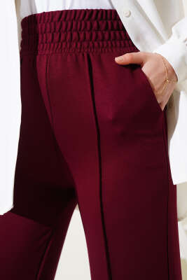 Geniş Bel Lastikli Çımalı Pantolon Bordo - 100-300 TL Ürünler