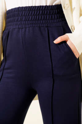 Geniş Bel Lastikli Çımalı Pantolon Lacivert - 100-300 TL Ürünler