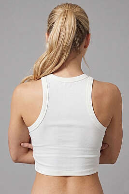 Geniş Biye Detaylı Crop Ekru - Sporcu Sütyeni 