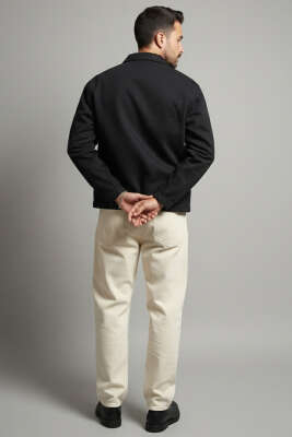 Geniş Cepli Fermuarlı Erkek Ceket Siyah - Erkek Ceket