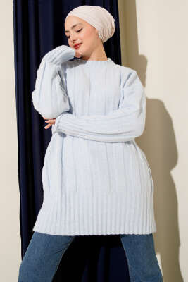 Geniş Fitilli Triko Yumoş Tunik Bebe Mavi - VANİZA TRİKO