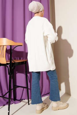 Geniş Fitilli Triko Yumoş Tunik Ekru - Tunik