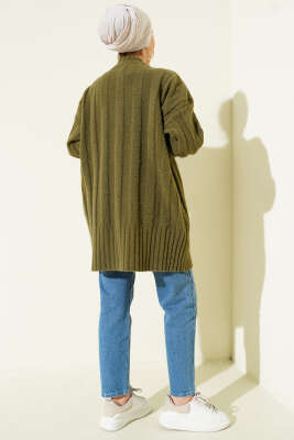 Geniş Fitilli Triko Yumoş Tunik Haki - Tunik