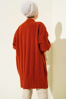 Geniş Fitilli Triko Yumoş Tunik Kiremit - Tunik