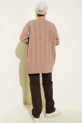 Geniş Fitilli Triko Yumoş Tunik Latte - Tunik