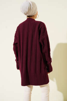 Geniş Fitilli Triko Yumoş Tunik Mürdüm - Tunik