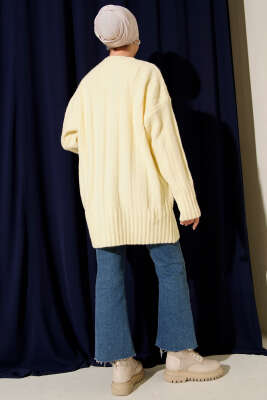 Geniş Fitilli Triko Yumoş Tunik Sarı - Tunik