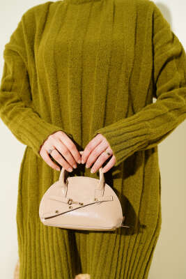 Geniş Fitilli Triko Yumoş Tunik Yağ Yeşili - Tunik