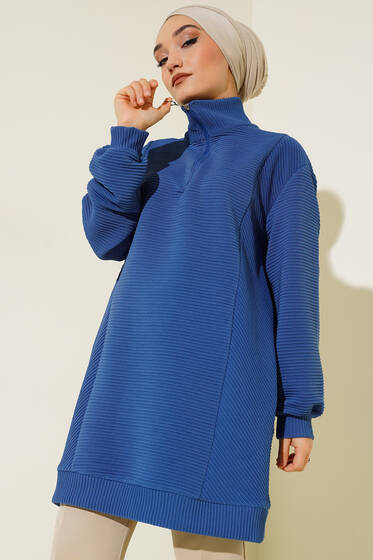 Geniş Fitilli Tunik İndigo - Tunik