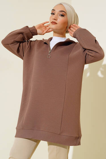 Geniş Fitilli Tunik Vizon - Tunik