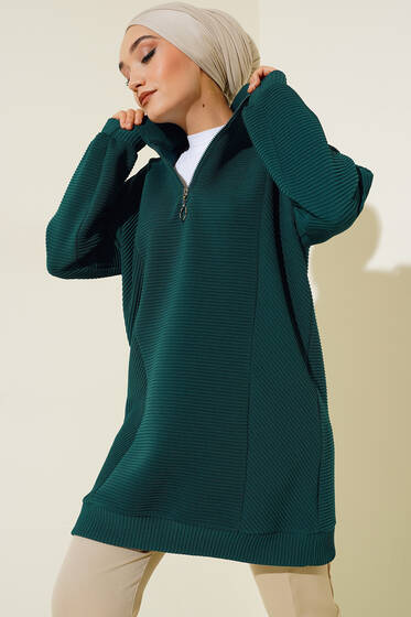 Geniş Fitilli Tunik Zümrüt Yeşili - Tunik