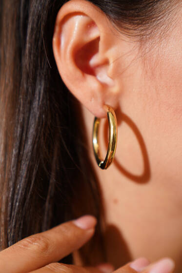 Geniş Halka Küpe Gold - Küpe