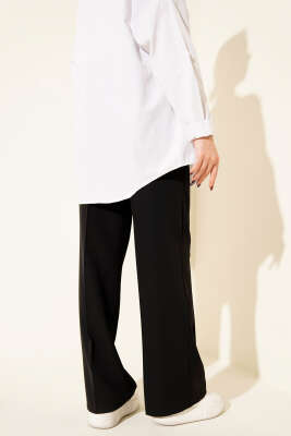 Geniş Kemerli Bol Paça Pantolon Siyah - Pantolon