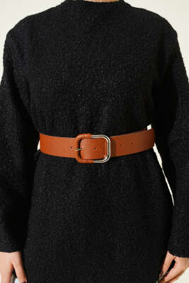 Geniş Kemerli Buklet Tunik Siyah - Tunik