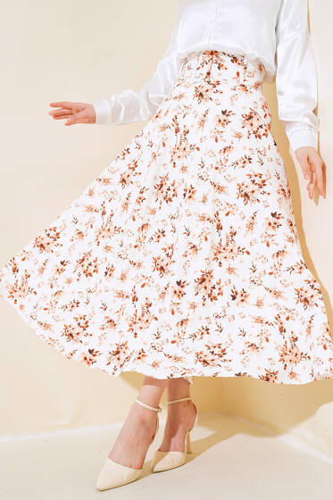 Geniş Kemerli Etek Camel - Etek