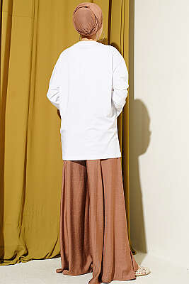 Geniş Kollu Basic Tunik Beyaz - Tunik
