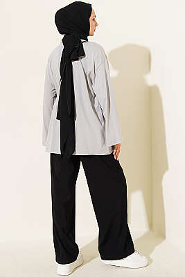 Geniş Kollu Basic Tunik Gri - Tunik
