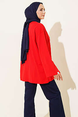 Geniş Kollu Basic Tunik Kırmızı - Tunik