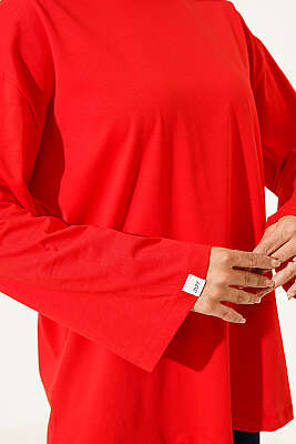 Geniş Kollu Basic Tunik Kırmızı - Tunik