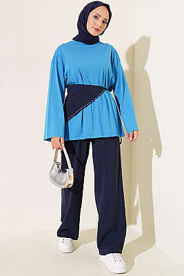 Geniş Kollu Basic Tunik Koyu Mavi - Tunik