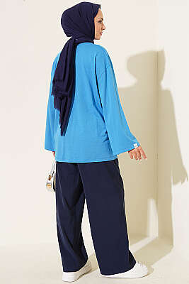 Geniş Kollu Basic Tunik Koyu Mavi - Tunik