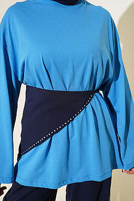 Geniş Kollu Basic Tunik Koyu Mavi - Tunik