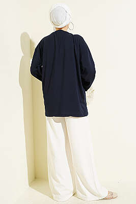 Geniş Kollu Basic Tunik Lacivert - Tunik