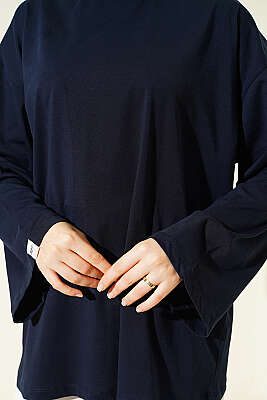 Geniş Kollu Basic Tunik Lacivert - Tunik