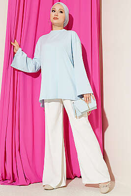 Geniş Kollu Basic Tunik Mavi - Tunik