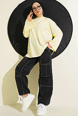 Geniş Kollu Basic Tunik Sarı - Tunik