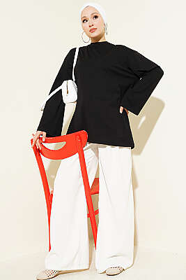 Geniş Kollu Basic Tunik Siyah - Tunik