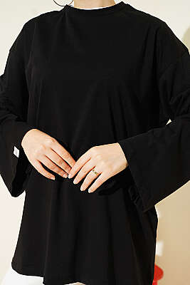Geniş Kollu Basic Tunik Siyah - Tunik