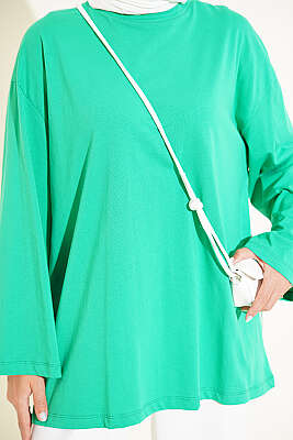 Geniş Kollu Basic Tunik Yeşil - Tunik