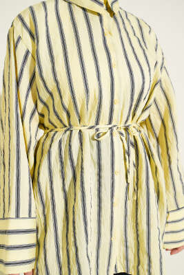 Geniş Kollu Çizgili Gömlek Sarı - Gömlek