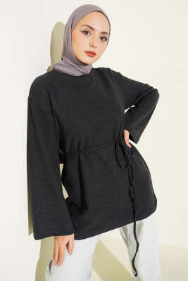 Geniş Kollu Fitilli Kaşe Tunik Antrasit - SAS
