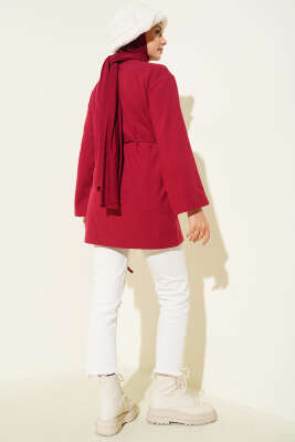 Geniş Kollu Fitilli Kaşe Tunik Bordo - Tunik