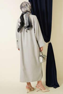 Geniş Kollu Oversize Uzun Gömlek Gri - Gömlek