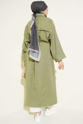 Geniş Kollu Oversize Uzun Gömlek Haki - Gömlek