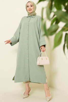 Geniş Kollu Oversize Uzun Gömlek Mint - Gömlek