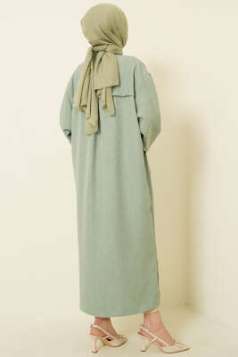 Geniş Kollu Oversize Uzun Gömlek Mint - Gömlek