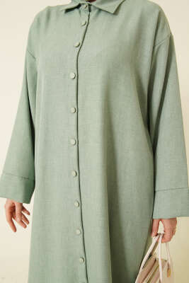 Geniş Kollu Oversize Uzun Gömlek Mint - Gömlek
