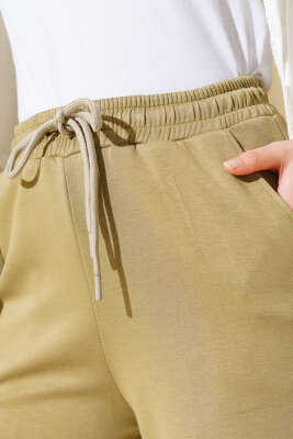 Geniş Paça Bel Lastikli Basic Pantolon Çağla Yeşili - Pantolon