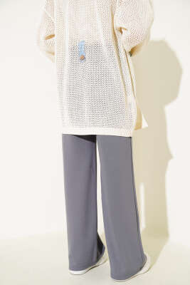 Geniş Paça Bel Lastikli Basic Pantolon Gri - Pantolon