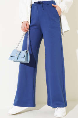 Geniş Paça Bel Lastikli Basic Pantolon Lacivert - Pantolon