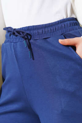Geniş Paça Bel Lastikli Basic Pantolon Lacivert - Pantolon